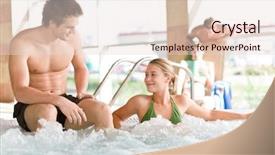  Presentation with hot tub - PPT layouts having attractive couple relax in hot background and a  colored foreground