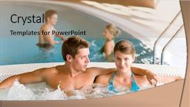  Presentation with hot tub - Audience pleasing slide deck consisting of attractive couple relax in hot backdrop and a  colored foreground