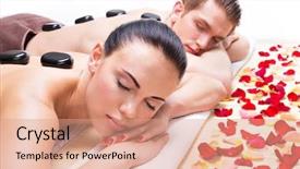  Presentation with spa salon - PPT theme with attractive couple relaxing in spa background and a coral colored foreground