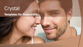  Presentation with good morning couple bed - PPT layouts having intimacy - attractive couple sitting on bed background and a tawny brown colored foreground