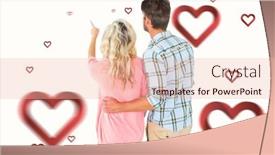  Presentation with hearts - Beautiful slides featuring attractive couple standing and looking against hearts backdrop and a lemonade colored foreground