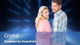  Presentation with camera - Cool new slide set with attractive couple turning and smiling backdrop and a teal colored foreground