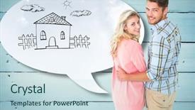  Presentation with smiling kids at summer camp - Audience pleasing slide set consisting of attractive couple turning and smiling backdrop and a  colored foreground