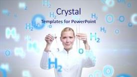  Presentation with cylinder - Slides featuring attractive doctor hands measuring cylinder and a flask isolated on white background and a lemonade colored foreground