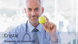  Presentation with green apple - Presentation consisting of attractive doctor holding a green background and a light blue colored foreground