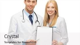  Presentation with german shepherd two young puppys - Colorful PPT layouts enhanced with attractive doctors pointing at blank backdrop and a light gray colored foreground