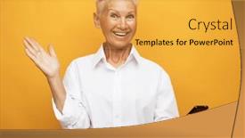  Presentation with elderly woman in nursing - Presentation theme featuring attractive-elderly-woman-wearing-white background and a yellow colored foreground