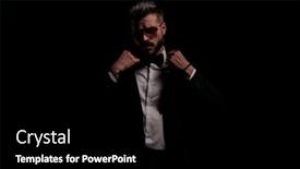  Presentation with elegant man in glasses optics - Presentation design having attractive-elegant-man-with-sunglasses background and a black colored foreground