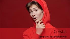  Presentation with emotions - Presentation theme featuring attractive-emotional-teenage-boy background and a crimson colored foreground