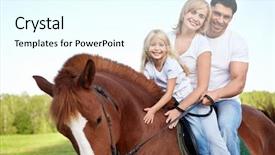  Presentation with horse - Presentation theme consisting of attractive family on a brown background and a cool aqua colored foreground