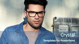  Presentation with black man fashion - Beautiful presentation theme featuring attractive fashion man wearing glasses backdrop and a  colored foreground