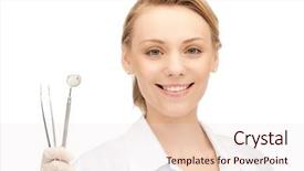  Presentation with dentist - Slides having attractive female dentist with tools background and a lemonade colored foreground