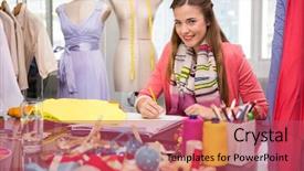  Presentation with sketching - Cool new slides with attractive female fashion designer backdrop and a red colored foreground