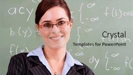  Presentation with math teacher - Beautiful slide set featuring attractive female math teacher standing in front of blackboard backdrop and a light gray colored foreground