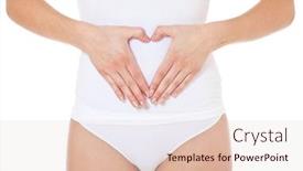  Presentation with hands heart - Slide set with teenage pregnancy - attractive female person builds heart background and a lemonade colored foreground