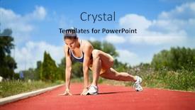  Presentation with runner - PPT theme having attractive female runner stretching before her workout background and a light blue colored foreground
