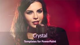  Presentation with singer - Amazing presentation theme having attractive female singer on red background close up backdrop and a wine colored foreground