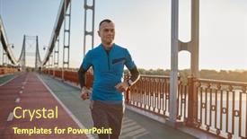  Presentation with running - Slides enhanced with attractive-fit-man-running-fast background and a violet colored foreground