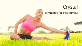  Presentation with morning sunrise - Slide deck enhanced with attractive fit young woman stretching before exercise sunrise early morning backlit healthy lifestyle sports fitness concept background and a white colored foreground