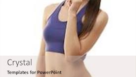  Presentation with white and black woman climbing ladders - PPT layouts having attractive fitness woman thinking on white background background and a soft green colored foreground