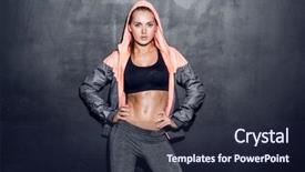 Presentation with woman body - Presentation theme with attractive fitness woman trained female background and a wine colored foreground