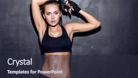  Presentation with woman body - PPT theme with attractive fitness woman trained female background and a wine colored foreground