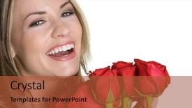  Presentation with war roses tudor rose - Audience pleasing slides consisting of attractive flower - woman with roses backdrop and a red colored foreground