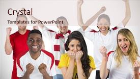  Presentation with football drils - PPT theme having world cup soccer - composite image of football fans background and a lemonade colored foreground