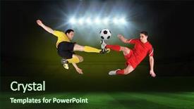  Presentation with football - Beautiful slides featuring yellow red - football players tackling backdrop and a tawny brown colored foreground