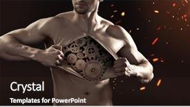  Presentation with chest - Presentation design with muscular man pulling his chest background and a wine colored foreground