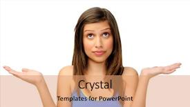  Presentation with administrative options - Presentation design featuring attractive girl compares two options background and a coral colored foreground