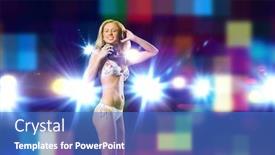  Presentation with disco - PPT layouts with attractive girl in headphones having fun at disco party background and a teal colored foreground