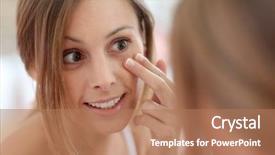  Presentation with anti aging - Amazing PPT theme having attractive girl putting anti-aging backdrop and a coral colored foreground