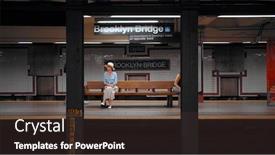  Presentation with new york city - Presentation theme with attractive-girl-waiting background and a tawny brown colored foreground