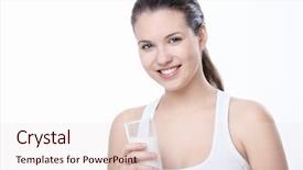  Presentation with white milk - Slides featuring attractive girl with a glass of milk on a white background background and a sky blue colored foreground