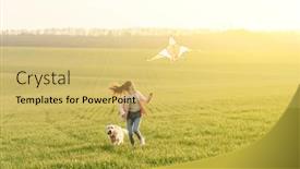  Presentation with kite - Beautiful slides featuring attractive-girl-with-lovely-dog backdrop and a yellow colored foreground
