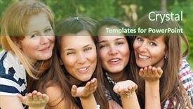  Presentation with college - Beautiful slides featuring attractive girlfriends have fun backdrop and a  colored foreground