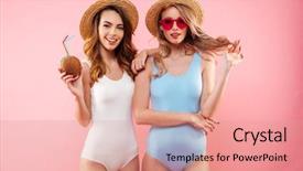  Presentation with cocktail - Theme enhanced with attractive girls dressed in swimsuit background and a coral colored foreground