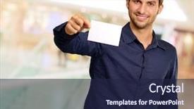  Presentation with blank - Slide deck enhanced with attractive greeting cards - portrait of young man holding background and a navy blue colored foreground