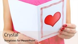  Presentation with valentine - Beautiful presentation design featuring attractive greeting cards - young woman read valentine card backdrop and a lemonade colored foreground