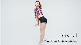  Presentation with naughty girl is standing - Colorful PPT layouts enhanced with attractive happy pinup girl standing backdrop and a sky blue colored foreground