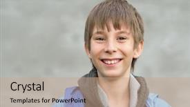  Presentation with portrait happy family smiling - Presentation theme featuring 11 - portrait of attractive happy smiling background and a coral colored foreground