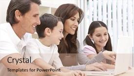  Presentation with communication family - Amazing PPT theme having attractive happy smiling family backdrop and a  colored foreground