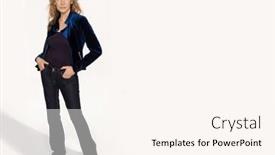  Presentation with jeans - PPT theme consisting of attractive-happy-smiling-female-middle background and a  colored foreground