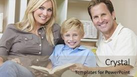  Presentation with story book - Slides having attractive happy young family background and a  colored foreground