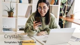  Presentation with happy young student girl holding - Beautiful slides featuring attractive-happy-young-girl-student backdrop and a coral colored foreground