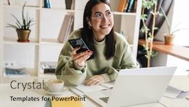  Presentation with happy young student girl holding - Theme with attractive-happy-young-girl-student background and a coral colored foreground