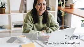  Presentation with chat - PPT layouts featuring attractive-happy-young-girl-student background and a sky blue colored foreground