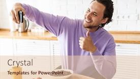  Presentation with breakfast cereal - Slide deck enhanced with attractive-happy-young-man-sitting background and a lemonade colored foreground