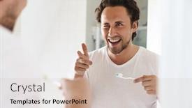  Presentation with mirror - Amazing presentation design having attractive-happy-young-man-standing backdrop and a soft green colored foreground